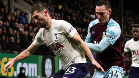 Burnley's Connor Roberts challenges Tottenham's Ben Davies