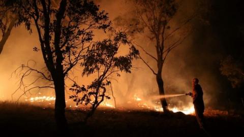 A firefighter tackles a bushfire in New South Wales, Australia. File photo