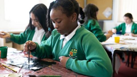 Pupils in Welsh school