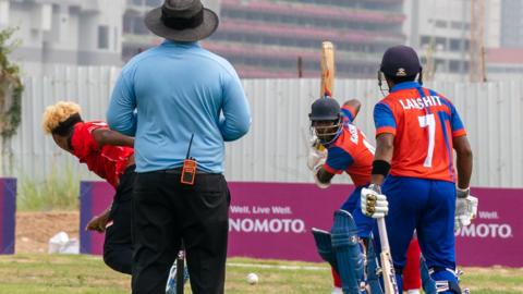Cambodia batting against Indonesia at the South East Asian Games in Phnom Penh