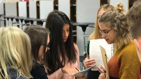 Pupils at Ysgol Glan-y-Môr, Burry Port, Carmarthenshire get their results