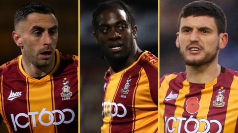 Bradford's Lee Novak, Clayton Donaldson and Anthony O'Connor