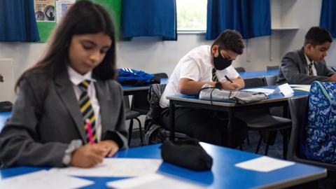 Pupils at Manor High School in Oadby, Leicester