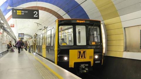 Metro train at station