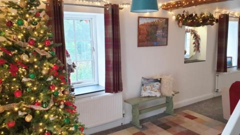 Christmas-themed sitting room