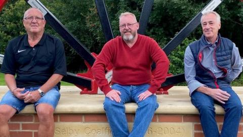 Brian Wood, Simon Cahill and Kenneth Berry at the Selby Coalfield Mining Memorial
