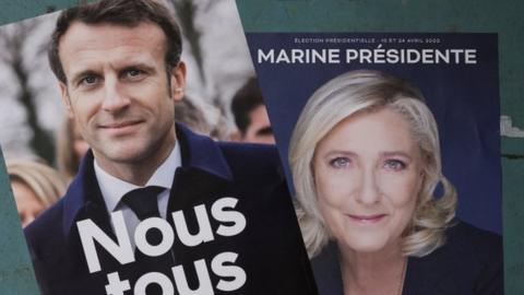 Official campaign posters of French presidential election candidates