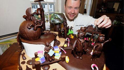 Chocolatier Ashley McCarthy wit a chocolate creation
