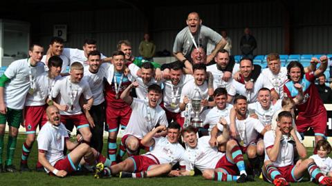 Colwyn Bay celebrate their Cymru North title