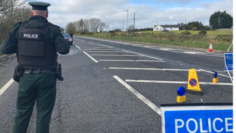 Police at cordon in Dungiven security alert