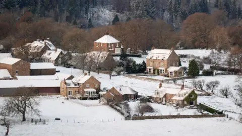 Snowy village in Yorkshire