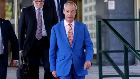Nigel Farage, leader of Reform UK, after he made a statement in London, UK, on Tuesday, July 7, 2026.