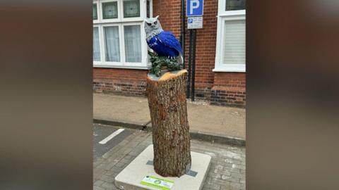 The new Ipswich Town owl statue in Eye, Suffolk