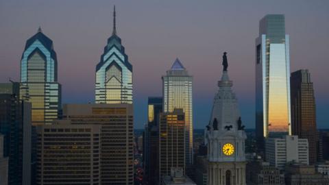 Philadelphia skyline at sunset