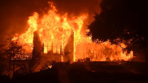 Building on fire in area of Napa in California on October 10, 2017