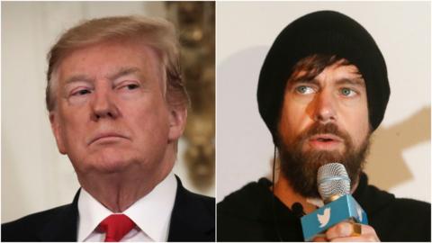 US President Donald Trump and Jack Dorsey