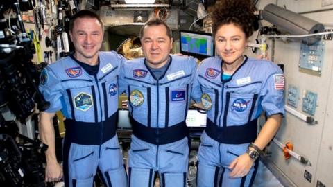 The trio on board the International Space Station (ISS)