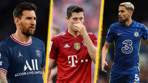 Lionel Messi (left), Robert Lewandowski (centre) and Jorginho