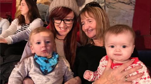 From left: Claire Judson, 34, holding son Alfie-Lee, 20 months, with grandma Trude Judson, 58, with granddaughter Isabelle, six months