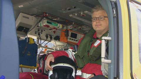 Interior of an air ambulance helicopter