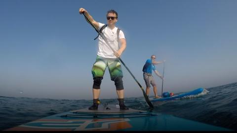 Paddleboarding on the English Channel