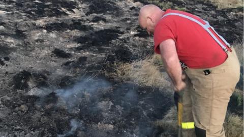 Crews from Blackpool Fire at Winter Hill