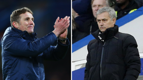 Wrexham manager Phil Parkinson and former Chelsea manager Jose Mourinho