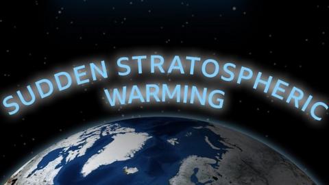 The earth from space with the words Sudden Stratospheric Warming in an arc above