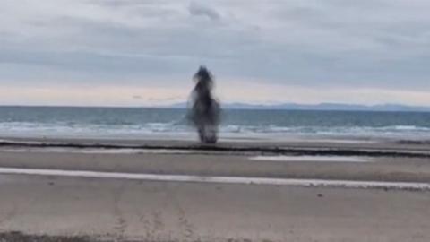 The controlled explosion on Ramsey beach