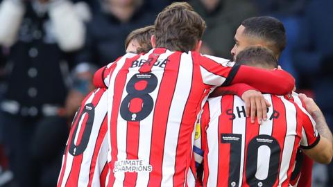 Sheffield United celebrate Iliman Ndiaye's goal