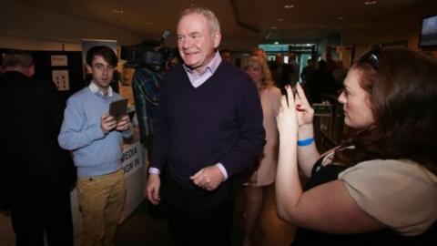 Sinn Féin's Martin McGuinness outside the count centre in Londonderry