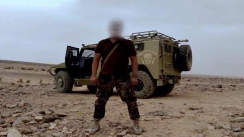 An image said to be of a Wagner fighter in Libya, posted on a Telegram channel in March 2021