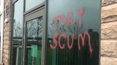 "Tory Scum" grafitti