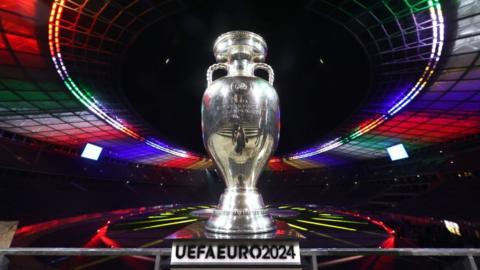 General view of Uefa Euro 2024 trophy