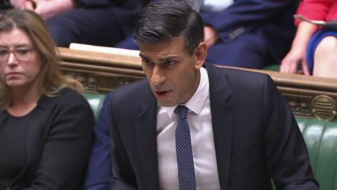 Prime Minister Rishi Sunak speaking in the House of Commons