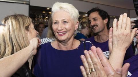 Independent candidate Dr Kerryn Phelps pictured after her poll victory in Sydney