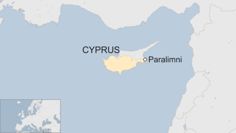 Map showing Paralimni, Cyprus