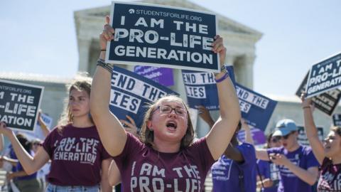 Pro-life protesters outside the US Supreme Court