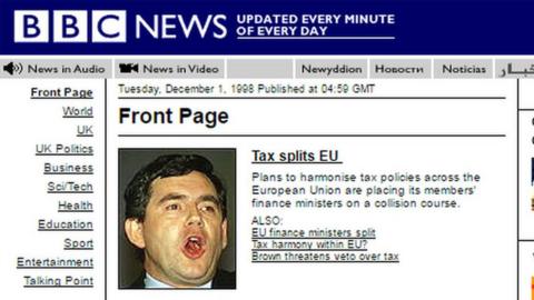 tv News website front page from 1998