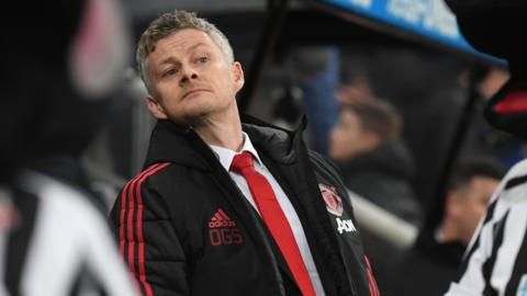 Ole Gunnar Solskjaer watches his Man Utd side take on Newcastle