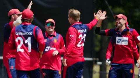 Jersey celebrate a wicket
