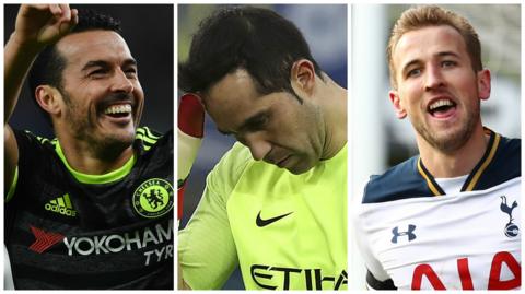 Pedro, Claudio Bravo and Harry Kane