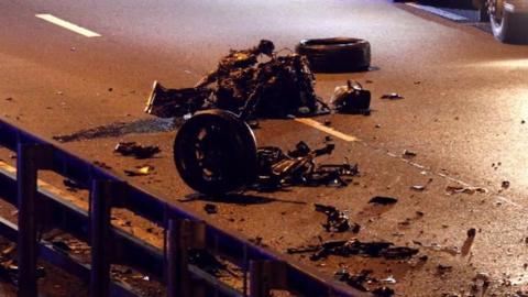 Debris on the M60 following a crash