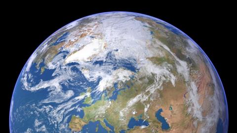 Satellite image of Earth centred on Europe