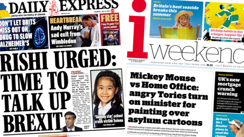 Daily Express and i front page