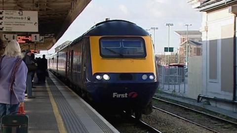 Train at Cardiff Central Station