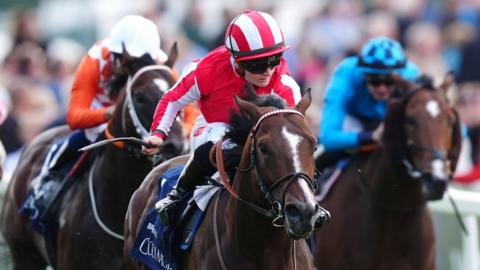 Bradsell, ridden by Hollie Doyle, coming home to win the Coolmore Wootton Bassett Nunthorpe Stakes during day three of the Sky Bet Ebor Festival at York Racecourse, 2024