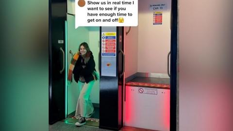 Student steps off Paternoster lift at University of Essex