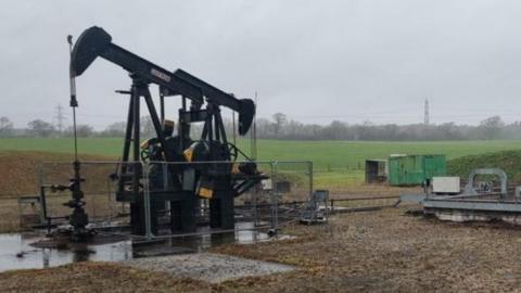 Pumpjack at an oil field