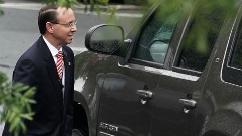 US Deputy Attorney General Rod Rosenstein leaves the White House on 24 September, 2018